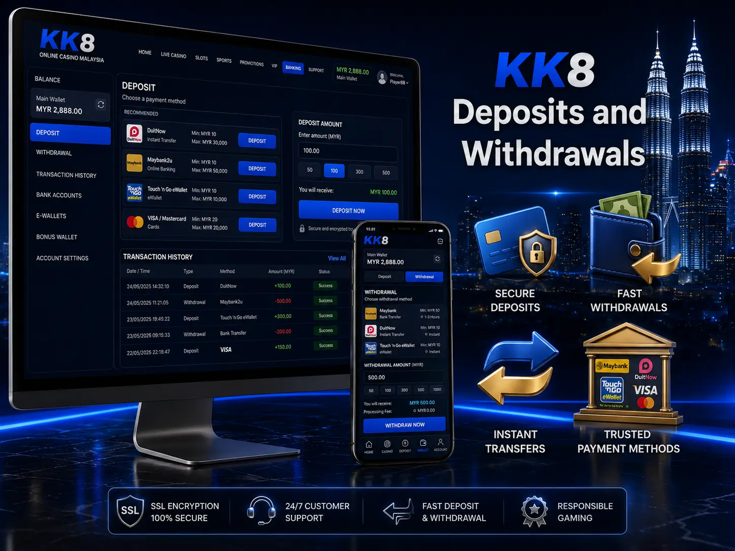 KK8 Deposits and Withdrawals in Malaysia